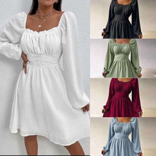 

fall womens clothing dresses ins fashionable elegant waist pleating ruffled, Black;gray