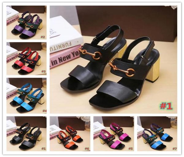 

new luxury high heels leather sandal women designer sandals high heels summer sandals size 3541 with box4424957, Black