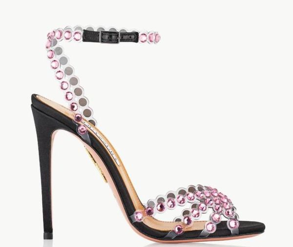 

aquzuras pvc designers womens sandals tequila plexi sandal heels crysta buckle party wedding dress shoes heel back strap leat7403495, Black