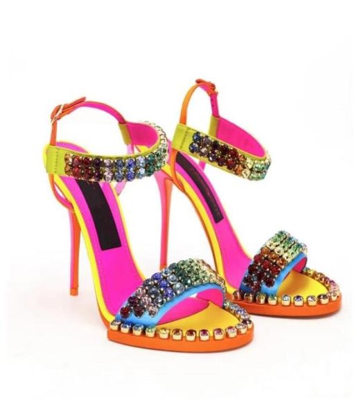 

sandals high heel open toe color rhinestone decorative dress shoes luxury designer brand factory summer pointed wedding shoes our 6697579, Black