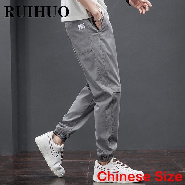

pants ruihuo anklelength pants men clothing fashion chinese size 4xl streetwear sweatpants men trousers 2022 spring new arrivals, Black