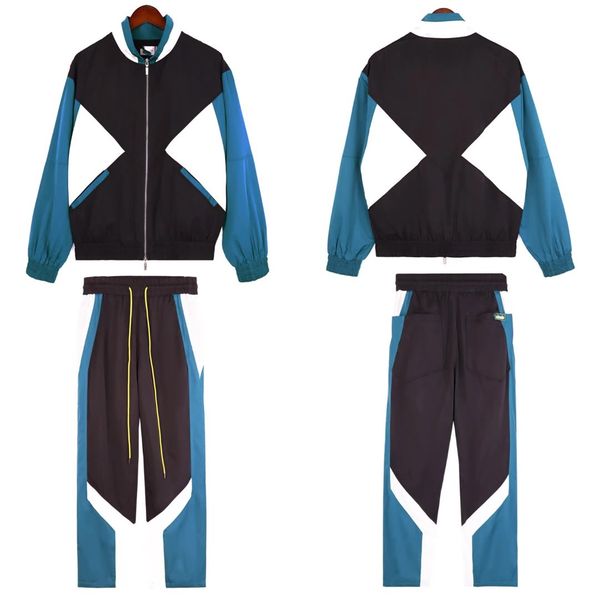 

Autunm Patchwork Sprots Zipper Uniform Tracksuit Pants Designer Two Pieces Jacket Sets Rhudes Man Sportwear  Usa size, Black