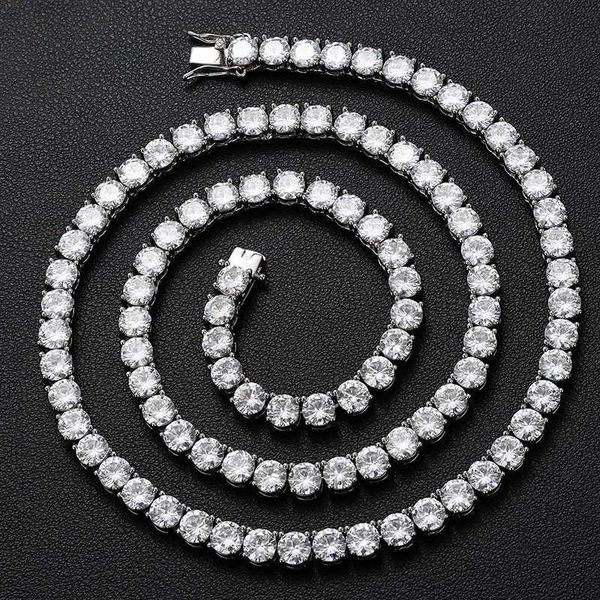 

100% 925 sterling silver moissanite tennis chain necklace diamond test passed sparkling fine jewelry with gra certificate chains