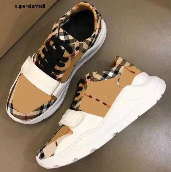 

women 2023 burbrerys summer casual shoes stripe thick retro breathable skateboard shoes for men and bottom fashion season depth flat bottom, Black