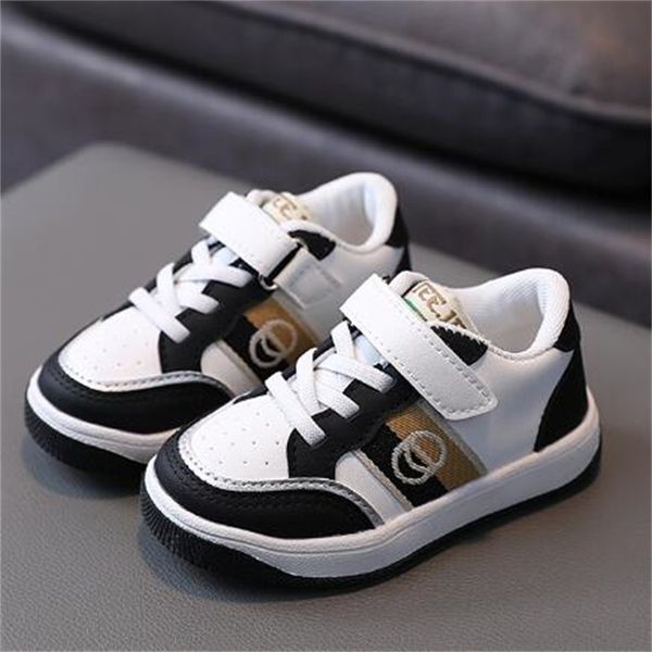 

children's sports shoes new fashion spell colors 2023 high-quality artificial leather upper girls and boys sneakers trend shoes, Black;red