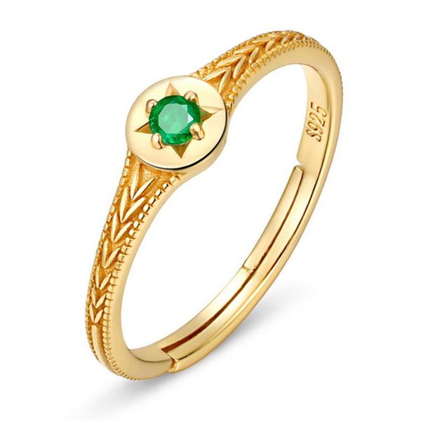 

yellow gold plated 925 sterling silver natural emerald david star ring engagement wedding jewelry for gift278c