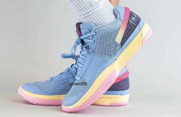 

kids ja 1 day one men basketball shoes diffused blue pink black white fire dynamic turquoise mens women sports shoe with box size us4-us12 e