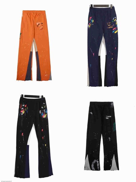 

men's pants galleryes pant fashion dept mens sweaterpant sport speckled patchwork drawstring trousers for men women high street loosec1, Black