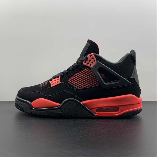 

mens shoes jumpman 4 iv 4s og red black re tro basketball shoe sports sneakers color black/red colorway size 36-47.5