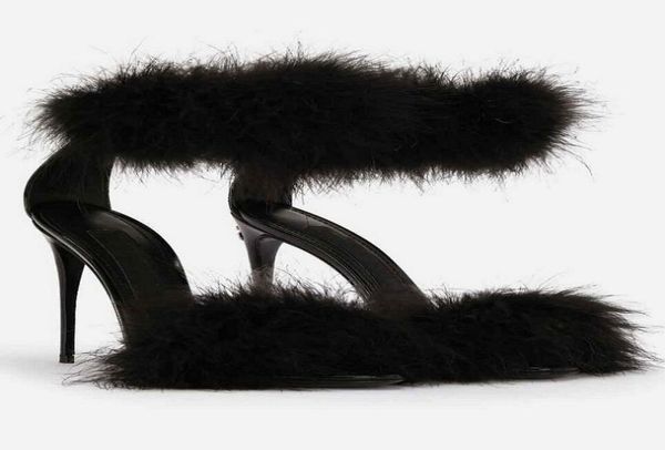 

luxury keira women sandals shoes baroccoheel black feather strap calfskin baroquel heels party wedding dress goldplated car3449984