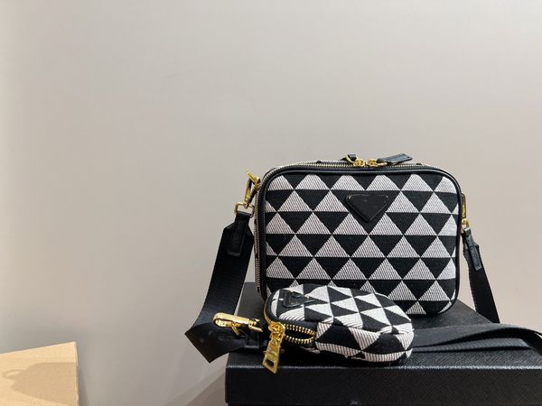 

crossbody triangle bag designer small symbole jacquard canvas handbags camera flap bags women luxury shoulder men bag fashion brand prad sum