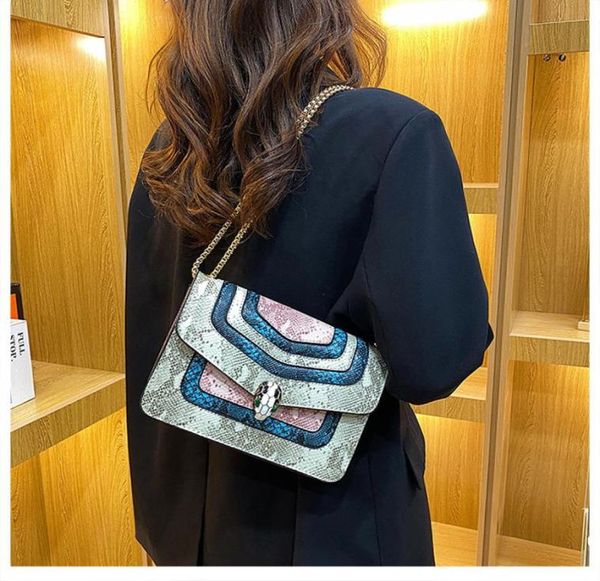 

print leather shoulder bag women039s handbag luxury designer snake head crossbody bag fashion square organ casual tote bags7075992