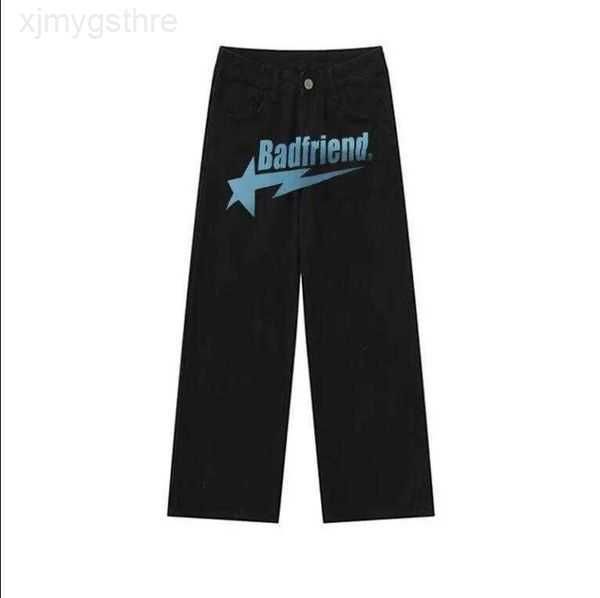 

men's pants y2k street trend letter print black gothy loose straight wide leg hip-hop men jeans dragging casual y2302 9vvtp