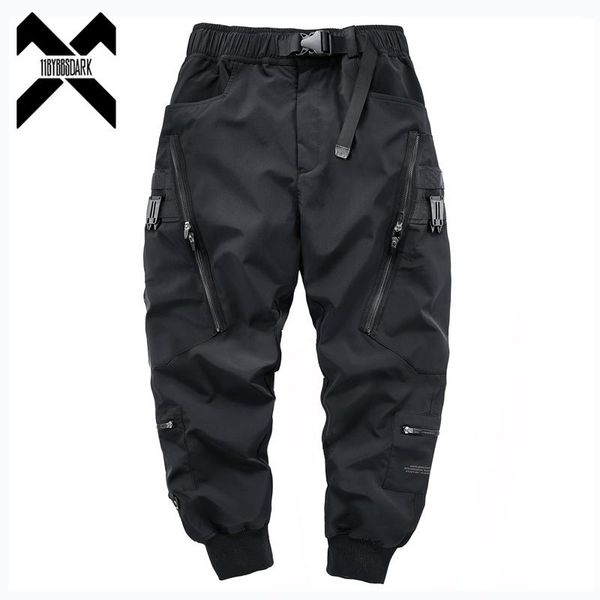 

pants men tactical cargo pants fashion functional multi pockets trousers hip hop streetwear zipper pants techwear black wb763