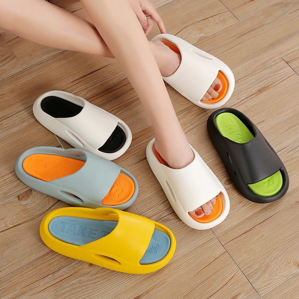 

slippers colorleisure man and women indoor bathroom anti-slip shoesthick platform slippers summer beach eva soft sole slide sandals 230421, Black
