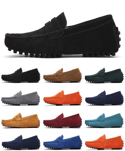 

men dress shoes designer spikes flat loafers sneakers mens oxford derby shoe suede patent leather rivets6298535, Black