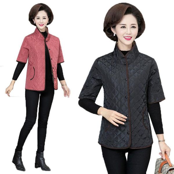 

vests middleaged vest coat women jackets spring autumn thin outwear shortsleeved coat vests cotton padded jacket waistcoat female, Black;white