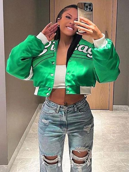 

vests weird puss letter print baseball jacket varsity women thicken warm singlebreasted y2k vintage street short coat uniform outwear, Black;white