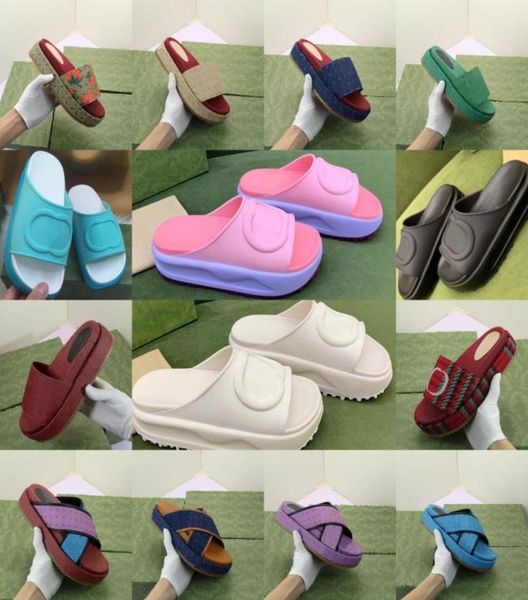 

slippers women designer slippers wedge pattern embroidery g letters beach casual slides flip flops ladies platform thick bottom in5040316, Black