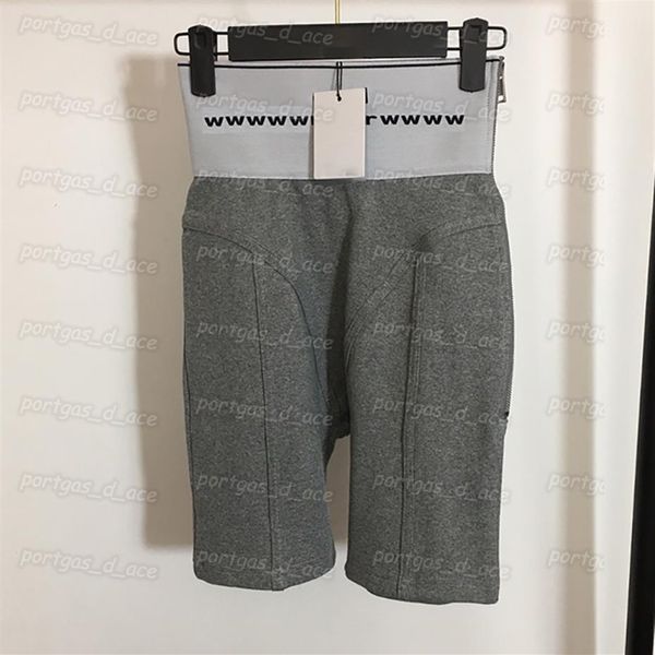 

letters webbing womens shorts high waist shaper short leggings skinny side zipper sports fitness shorts254r, Black