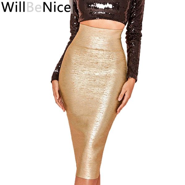 

dresses willbenice bodycon gold bandage skirts wholesale women bandage skirt pencil midi party club bandage skirts women, White;black