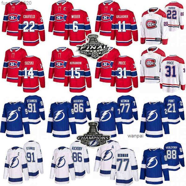 

montreal canadiens hockey jerseys 22 cole caufield 14 nick 31 carey price tampa bay lightning 91 steven stamkos 86 kucherov 88 andrei, Black;red