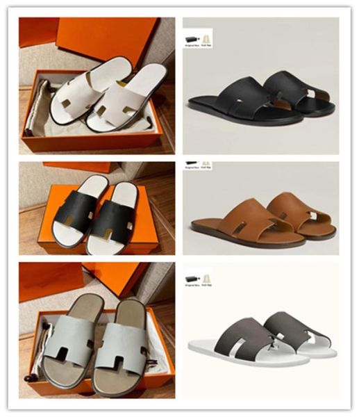 

summer perfect izmir sandals shoes calfskin leather men slippers slip on beach slide flats boy039s flip flops sandalias eu38468970748, Black