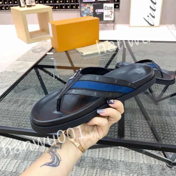 

2023 leather slide slippers designer flat men's summer sandals fashion luxury leisure resort beach, Black