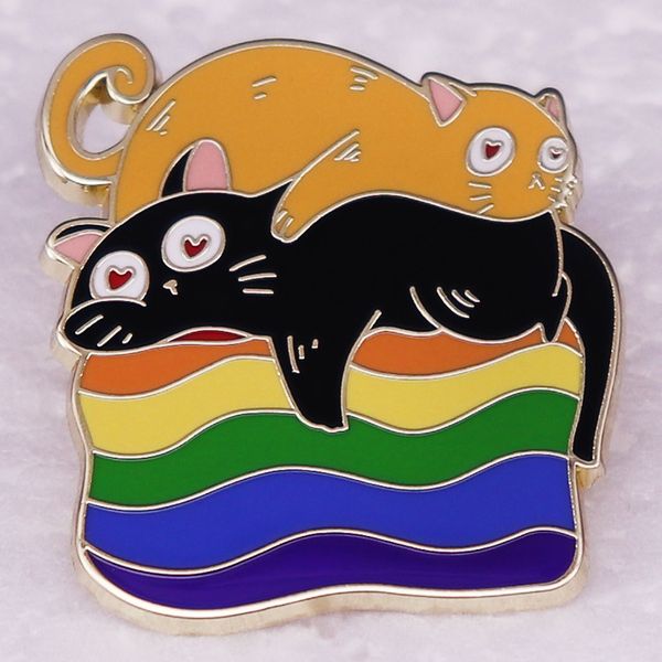 

rainbow cat badge meow brooch cute anime movies games hard enamel pins collect metal cartoon brooch backpack hat bag collar lapel badges, Blue