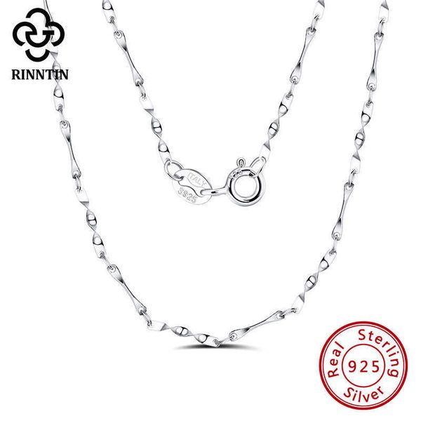 

pendant necklaces rinntin silver 925 1.0mm twisted link chain necklace for women elegant chain on neck silver jewelry party accessories sc05