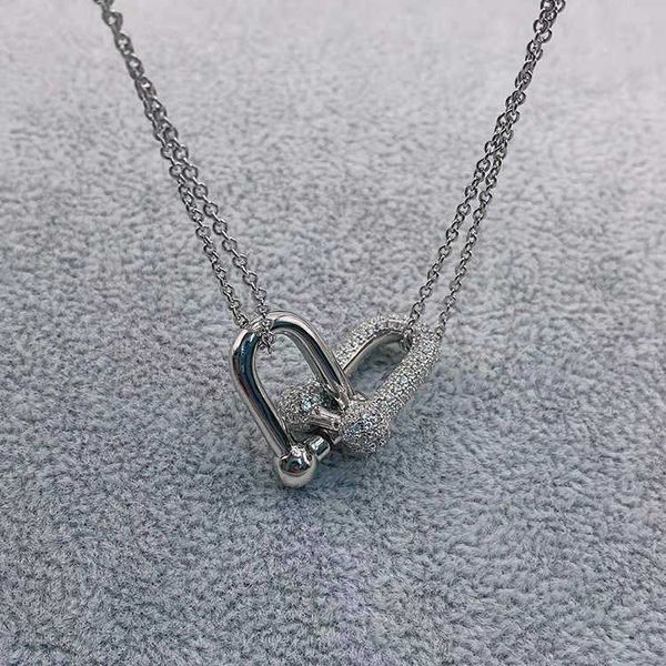 

new tiffy pure silver plated valley ailing same rose gold necklace cross knotting twist design diamond inlaid pendant female, Black