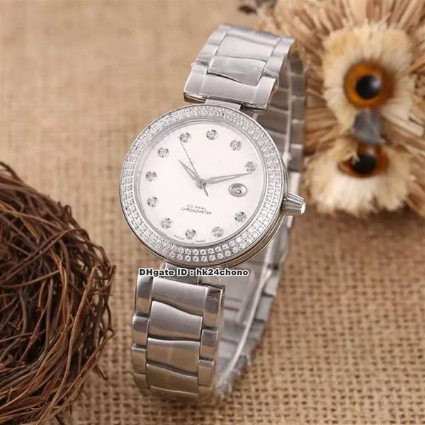 

11 style ladymatic 34mm quartz womens watch diamants bezel white dial stainless steel bracelet ladies watches okom61b242u, Slivery;brown