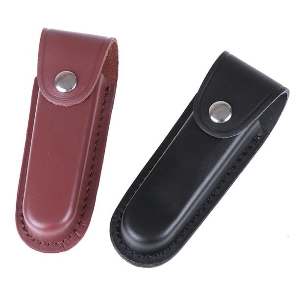 

leather sheath holster pouch bag pocket hunt camp outdoor carry multi gear flashlight belt loop case holder fold knife tool245h, Black;red