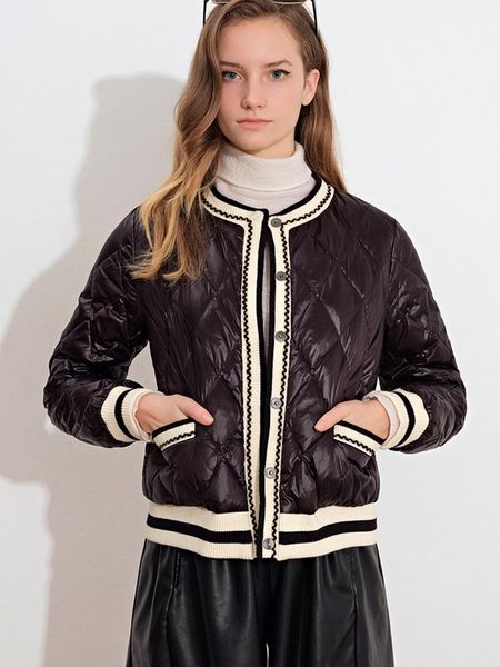 

parkas janveny ultra light short puffer jacket women autumn winter white duck down coat stand collar lace solid female feather parkas, Black