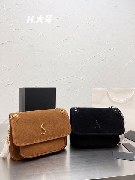 

Classic Messenger bag Designer Women's Bag Fashion Shoulder bag Y Abrasive leather niki Envelope brand luxury crossbody bag, Black