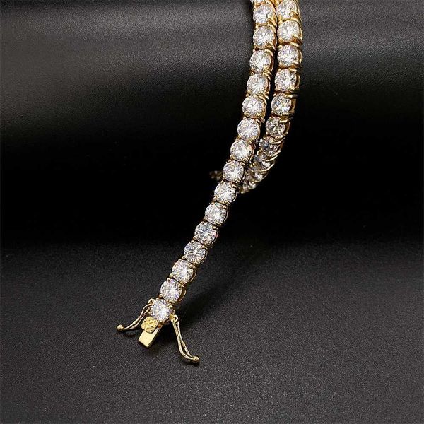

14k real gold luxury jewelry 5mm 16" 18 " 20" 22" 24" 26" 28 inches vvs moissanite diamond tennis chain neckla, Silver