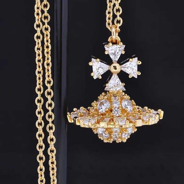 

nanaspace - queen mother vivian irina irina 3d shaped stone saturn necklace sweater chain large, Silver