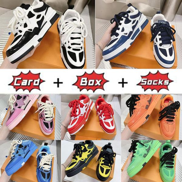 

designer casual shoes luxurys skateboard shoes monograms double laces flower net calf leather suede outsole winter sports shoes fashion ladi, Black