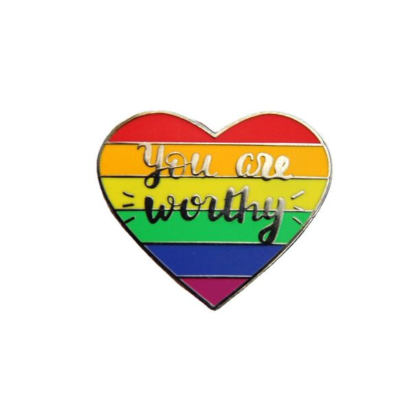 

lgbt you are worthy pin cute anime movies games hard enamel pins collect metal cartoon brooch backpack hat bag collar lapel badges, Blue