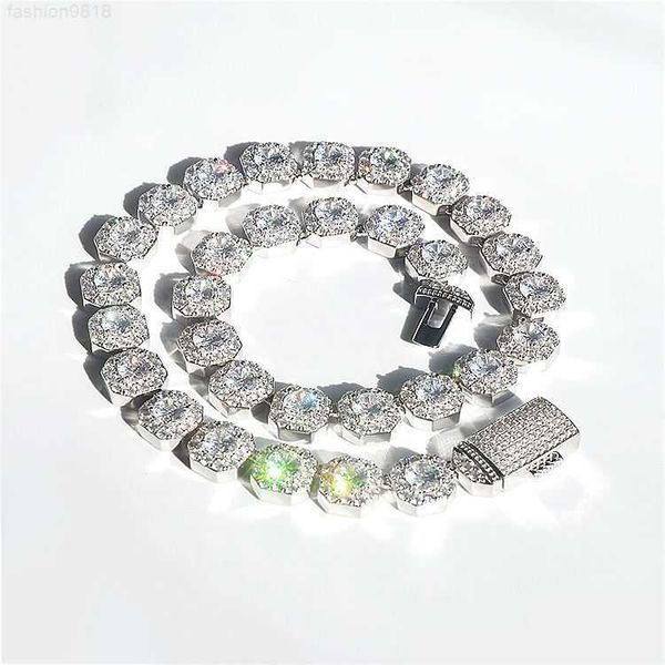 

hip hop 3a cz iced out custom tennis vvs diamond chain moissanite necklace, Silver
