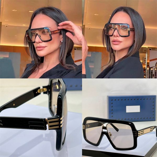 

brand designer sunglasses for men's women's fashion sunglass luxury design 0900s plank metal square shape shades case, White;black