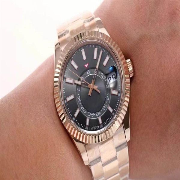 

fashion rose gold mens watch adjustable in the middle automatic mechanical watches stainless steel bracelet waterproo219o, Slivery;brown
