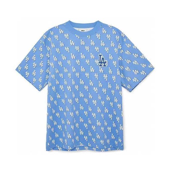 

mlb2023 new short sleeve ny yankees all over embroidery old flower round neck t-shirt casual fashion couple style, White;black