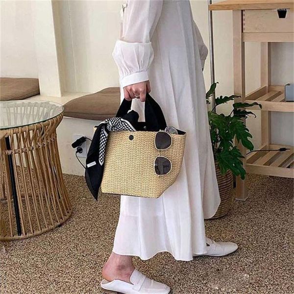 

elegant woven's handbags bags retro ladies beach weaving straw bag portable bucket bag luxury designer handbag picnic bags