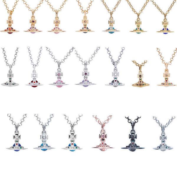 

designer vivians necklace queen mother 6mm small three-dimensional glass bead classic saturn necklace, Silver