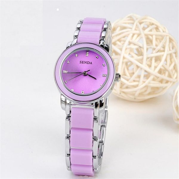

senda brand mother pearl shell dial trendy quartz womens watch delicate students watches jewelry buckle fashion ladies wristwatche340f, Slivery;brown