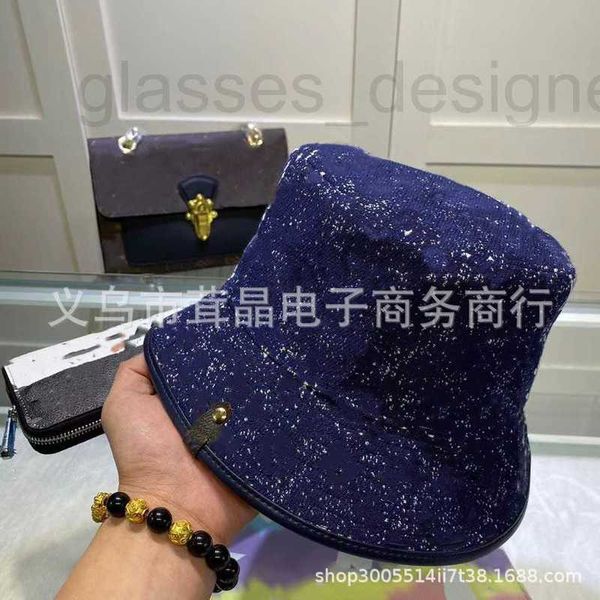 

wide brim hats & bucket designer light luxury fashion fisherman autumn letter old flower korean version trend sun sunscreen bowl i55p, Blue;gray