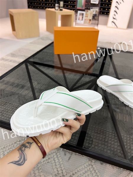 

2023 leather slide slippers designer flat mens summer sandals fashion luxury leisure resort beach, Black