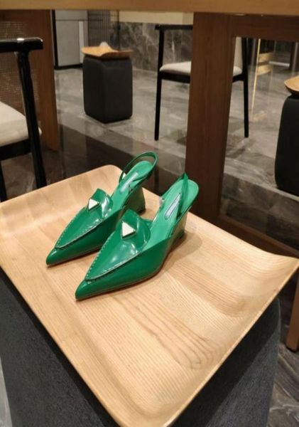 

comfortable wedge heel sandals with pointed sewn leather back trip strap luxury multicolor party designer shoes deliv1991152, Black