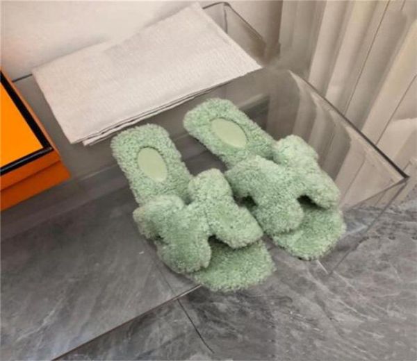 

designer slippers fur slide ladies wool slides fashion women slipper fluffy furry warm winter sandals comfortable fuzzy girl flip 1950111, Black